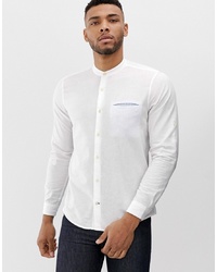 Мужская белая рубашка с длинным рукавом от Pull&Bear