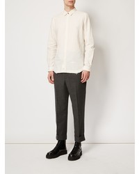 Мужская белая рубашка с длинным рукавом от Dnl