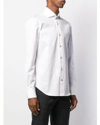 Мужская белая рубашка с длинным рукавом от Kiton