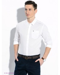 Мужская белая рубашка с длинным рукавом от Tommy Hilfiger