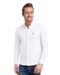 Мужская белая рубашка с длинным рукавом от U.S. Polo Assn.