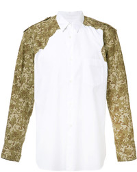 Мужская белая рубашка с камуфляжным принтом от Comme des Garcons
