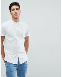 Мужская белая рубашка с коротким рукавом в вертикальную полоску от ASOS DESIGN