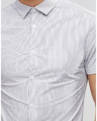 Мужская белая рубашка с коротким рукавом в вертикальную полоску от Asos