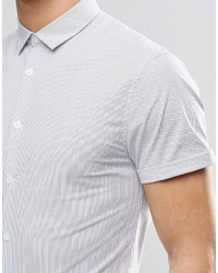 Мужская белая рубашка с коротким рукавом в вертикальную полоску от Asos