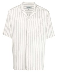 Мужская белая рубашка с коротким рукавом в вертикальную полоску от Carhartt WIP