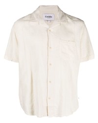 Мужская белая рубашка с коротким рукавом в вертикальную полоску от Corridor