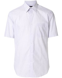 Мужская белая рубашка с коротким рукавом в вертикальную полоску от D'urban
