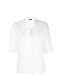 Женская белая рубашка с коротким рукавом в вертикальную полоску от Hache