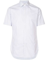 Мужская белая рубашка с коротким рукавом в вертикальную полоску от Kent & Curwen