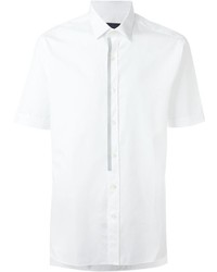 Мужская белая рубашка с коротким рукавом в вертикальную полоску от Lanvin
