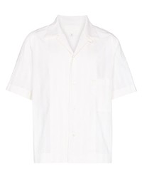 Мужская белая рубашка с коротким рукавом в вертикальную полоску от Maison Margiela