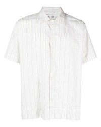 Мужская белая рубашка с коротким рукавом в вертикальную полоску от mfpen