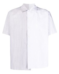 Мужская белая рубашка с коротким рукавом в вертикальную полоску от MM6 MAISON MARGIELA