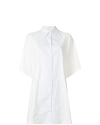 Женская белая рубашка с коротким рукавом в вертикальную полоску от MM6 MAISON MARGIELA