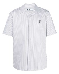 Мужская белая рубашка с коротким рукавом в вертикальную полоску от Off-White