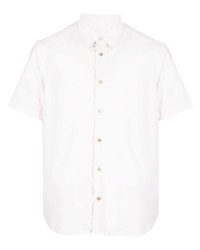 Мужская белая рубашка с коротким рукавом в вертикальную полоску от Paul Smith