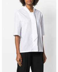 Женская белая рубашка с коротким рукавом в вертикальную полоску от Hache
