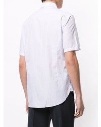 Мужская белая рубашка с коротким рукавом в вертикальную полоску от D'urban