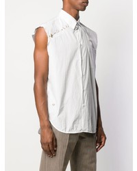 Мужская белая рубашка с коротким рукавом в вертикальную полоску от Marni