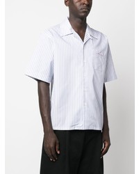 Мужская белая рубашка с коротким рукавом в вертикальную полоску от Marni