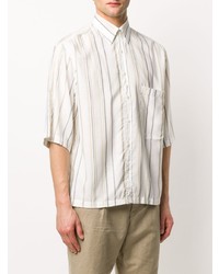 Мужская белая рубашка с коротким рукавом в вертикальную полоску от Costumein