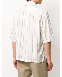 Мужская белая рубашка с коротким рукавом в вертикальную полоску от Costumein