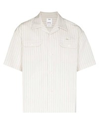 Мужская белая рубашка с коротким рукавом в вертикальную полоску от VISVIM