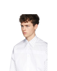 Мужская белая рубашка с коротким рукавом в вертикальную полоску от Maison Margiela