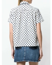 Белая рубашка с коротким рукавом в горошек