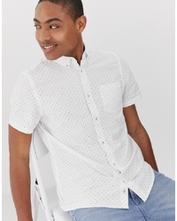 Мужская белая рубашка с коротким рукавом в горошек от Burton Menswear