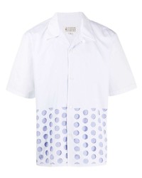 Мужская белая рубашка с коротким рукавом в горошек от Maison Margiela