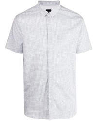 Мужская белая рубашка с коротким рукавом в клетку от Armani Exchange