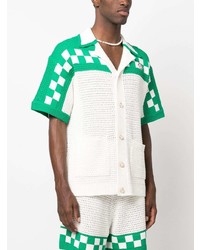 Мужская белая рубашка с коротким рукавом в клетку от Casablanca