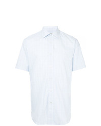 Мужская белая рубашка с коротким рукавом в клетку от Gieves & Hawkes