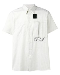 Мужская белая рубашка с коротким рукавом в клетку от Raf Simons X Fred Perry