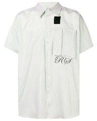 Мужская белая рубашка с коротким рукавом в клетку от Raf Simons X Fred Perry