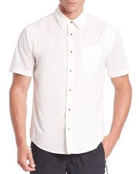 Белая рубашка с коротким рукавом в сеточку