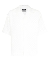 Мужская белая рубашка с коротким рукавом в сеточку в мелкую клетку от FIVE CM