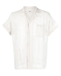 Мужская белая рубашка с коротким рукавом в сеточку от Bode