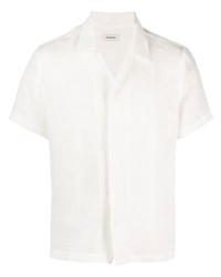 Мужская белая рубашка с коротким рукавом в сеточку от Sandro
