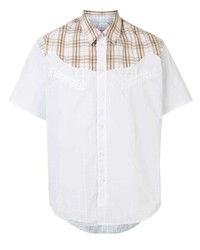 Мужская белая рубашка с коротким рукавом в шотландскую клетку от Martine Rose