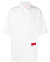 Мужская белая рубашка с коротким рукавом с вышивкой от 424
