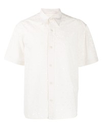 Мужская белая рубашка с коротким рукавом с вышивкой от Ami Paris