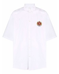 Мужская белая рубашка с коротким рукавом с вышивкой от Balenciaga