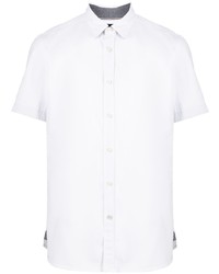 Мужская белая рубашка с коротким рукавом с вышивкой от BOSS