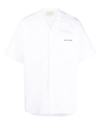 Мужская белая рубашка с коротким рукавом с вышивкой от Buscemi
