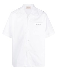 Мужская белая рубашка с коротким рукавом с вышивкой от Buscemi