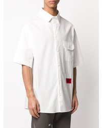 Мужская белая рубашка с коротким рукавом с вышивкой от 424