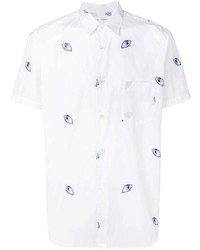 Мужская белая рубашка с коротким рукавом с вышивкой от Comme Des Garcons SHIRT